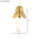GobekUsa Modern Globe/Oval Wall Mount Lamp with Cream Glass - Brass Bedside Wall Light with Leaf Deco