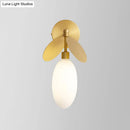 GobekUsa Modern Globe/Oval Wall Mount Lamp with Cream Glass - Brass Bedside Wall Light with Leaf Deco