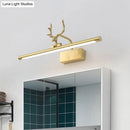 GobekUsa Modern Brass LED Linear Wall Sconce with Antler Arm in Warm Light - Wide Sizes Available
