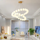 GobekUsa Brass LED Pendant Light Dimmable Acrylic Ball Luminaire for Bedroom & Living Room