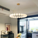 GobekUsa Brass LED Pendant Light Dimmable Acrylic Ball Luminaire for Bedroom & Living Room