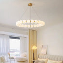 GobekUsa Brass LED Pendant Light Dimmable Acrylic Ball Luminaire for Bedroom & Living Room