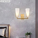 GobekUsa Modern Brass Cone Wall Sconce with White Glass Shade - Bedside Lighting Fixture with 2 Bulbs