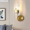 GobekUsa Modern Brass LED Wall Mounted Sconce Light with Crystal Shade for Living Room