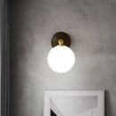 GobekUsa Modern Brass LED Wall Sconce Light - White Glass Mid Century Wall Fixture (1/2 Bulbs)