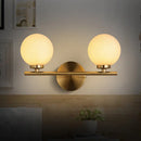 GobekUsa Modern Gold Wall Sconce with Milky Glass Shade for Bedside Lighting - 2 Bulbs Included