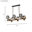 GobekUsa Modernist Clear/Amber/Smoke Glass Pendant Lamp with Linear Design - Cone Island Lighting (6/8 Lights, Black/Brass Ceiling)