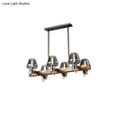 GobekUsa Modernist Clear/Amber/Smoke Glass Pendant Lamp with Linear Design - Cone Island Lighting (6/8 Lights, Black/Brass Ceiling)