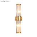GobekUsa Modern Brass Linear Wall Lamp with Clear Crystal Sconce - 2 Lights, Stylish Design