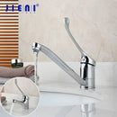 GobekUsa Brass Long Handle Basin Faucet Mixer Tap Deck Mount Chrome Polished