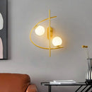 GobekUsa Modernist Milk Glass Ball 2-Bulb LED Wall Sconce for Living Room - Brass Finish