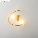 GobekUsa Modernist Milk Glass Ball 2-Bulb LED Wall Sconce for Living Room - Brass Finish