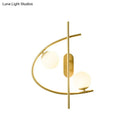 GobekUsa Modernist Milk Glass Ball 2-Bulb LED Wall Sconce for Living Room - Brass Finish