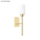 GobekUsa Modern Opal Glass Tube Sconce - 1 Bulb Wall Light in Brass with Metal Pencil Arm