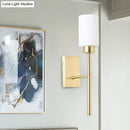 GobekUsa Modern Opal Glass Tube Sconce - 1 Bulb Wall Light in Brass with Metal Pencil Arm