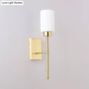 GobekUsa Modern Opal Glass Tube Sconce - 1 Bulb Wall Light in Brass with Metal Pencil Arm