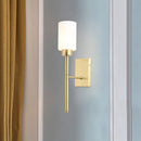 GobekUsa Modern Opal Glass Tube Sconce - 1 Bulb Wall Light in Brass with Metal Pencil Arm