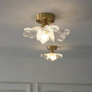 GobekUsa Copper Canopy LED Ceiling Lamp Modern Nordic Flower Acrylic Light Fixtures