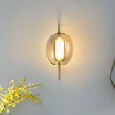 GobekUsa Modern Gold Corner Wall Sconce with Oval Clear Glass Shade