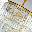 GobekUsa Modern Brass Island Pendant Light with Oval Crystal Shade - 8-Light Dining Room Hanging Lamp Kit
