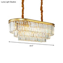 GobekUsa Modern Brass Island Pendant Light with Oval Crystal Shade - 8-Light Dining Room Hanging Lamp Kit