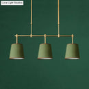 GobekUsa Traditional Fabric Barrel Pendant Light - 3-Light Dining Room Hanging Lamp in White/Green/Flaxen