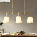 GobekUsa Traditional Fabric Barrel Pendant Light - 3-Light Dining Room Hanging Lamp in White/Green/Flaxen