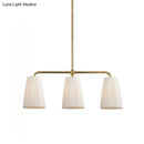 GobekUsa Rustic Pleated Fabric Pendant Chandelier in Gold - 3/6 Bulbs - Hanging Light for Dining Table