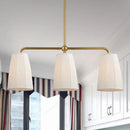 GobekUsa Rustic Pleated Fabric Pendant Chandelier in Gold - 3/6 Bulbs - Hanging Light for Dining Table
