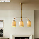 GobekUsa Rustic Pleated Fabric Pendant Chandelier in Gold - 3/6 Bulbs - Hanging Light for Dining Table