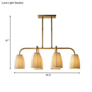 GobekUsa Rustic Pleated Fabric Pendant Chandelier in Gold - 3/6 Bulbs - Hanging Light for Dining Table