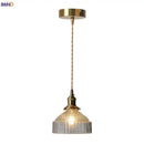 Modern brass ribbed clear glass pendant lamp dining room hanging light by Decorbites