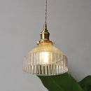 Modern brass ribbed clear glass pendant lamp dining room hanging light by Decorbites