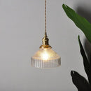Modern brass ribbed clear glass pendant lamp dining room hanging light by Decorbites