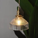Modern brass ribbed clear glass pendant lamp dining room hanging light by Decorbites