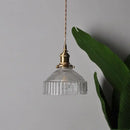 Modern brass ribbed clear glass pendant lamp dining room hanging light by Decorbites