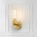 GobekUsa Modern Clear Glass Brass Wall Sconce with Cylinder Design - Perfect for Bedside Lighting