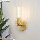 GobekUsa Modern Clear Glass Brass Wall Sconce with Cylinder Design - Perfect for Bedside Lighting