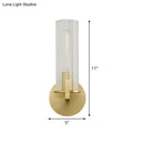 GobekUsa Modern Clear Glass Brass Wall Sconce with Cylinder Design - Perfect for Bedside Lighting