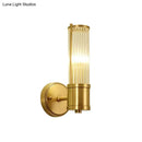 GobekUsa Modern Brass Wall Sconce with Crystal Cylinder Shade - Ideal for Hallways and Wall Mount Lighting