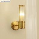 GobekUsa Modern Brass Wall Sconce with Crystal Cylinder Shade - Ideal for Hallways and Wall Mount Lighting