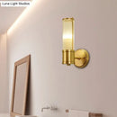 GobekUsa Modern Brass Wall Sconce with Crystal Cylinder Shade - Ideal for Hallways and Wall Mount Lighting