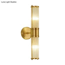 GobekUsa Modern Brass Wall Sconce with Crystal Cylinder Shade - Ideal for Hallways and Wall Mount Lighting