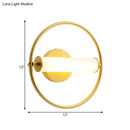 GobekUsa Modern Metallic LED Wall Sconce Lamp with Opal Glass Shade - Ring Bedside Fixture in Brass