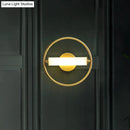 GobekUsa Modern Metallic LED Wall Sconce Lamp with Opal Glass Shade - Ring Bedside Fixture in Brass