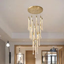 GobekUsa 3W Round Stairs LED Chandelier: K9 Crystal, Metal Fixture, DIY Lamp for Villa