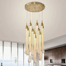 GobekUsa 3W Round Stairs LED Chandelier: K9 Crystal, Metal Fixture, DIY Lamp for Villa