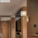 GobekUsa Modern Brass Sconce Light: 1 Head Bedroom Wall Fixture with Clear Glass Shade