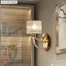 GobekUsa Modern Brass Sconce Light: 1 Head Bedroom Wall Fixture with Clear Glass Shade