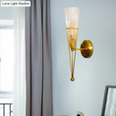 GobekUsa Modern Black/Brass Torch Sconce with Clear Crystal Accent - Elegant 1-Light Wall Lamp